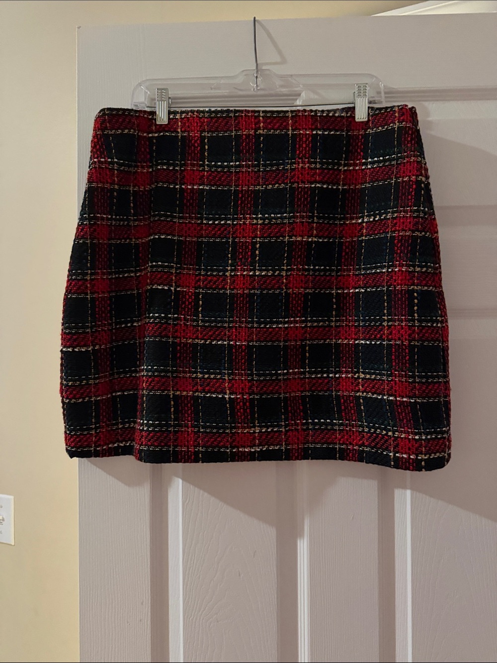 LOFT Red and Black Plaid Mini Skirt
